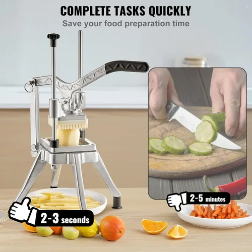 Miniatura 3 de VEVOR Picador comercial de frutas y verduras, hoja de 1/4 pulgadas, cortador de alimentos profesional de alta resistencia, cortador de papas fritas