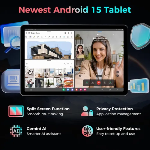 Miniatura 6 de Tableta con teclado, tableta Android 15 2026 con 26GB+256GB+2TB Expand, Tablet PC de 10 pulgadas con 8 núcleos, Gemini AI, 5G WiFi, 8000mAh, BT5.0