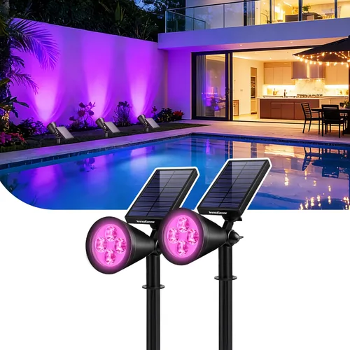 Miniatura 22 de InnoGear Luces solares 2 en 1, impermeables, para exteriores, paisajismo, iluminación, luz de pared, encendido/apagado automático, para patio