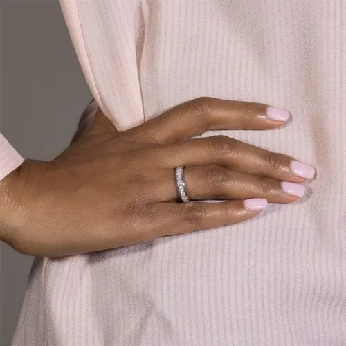Miniatura 6 de Anillo de moissanita de corte excelente en plata de ley 925 para compromiso de hombres y bodas