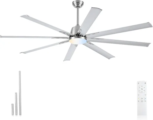 Miniatura 21 de Minislak Ventilador de techo de 72 pulgadas sin luz con control remoto, 8 aspas de aluminio, motor industrial de corriente continua, funcionamiento