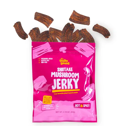 Miniatura 9 de The Daily Good Shiitake Crisps - Paquete de 3 chips de hongos, sin gluten, sin OGM, sabores original, wasabi y chile mexicano, alimentos