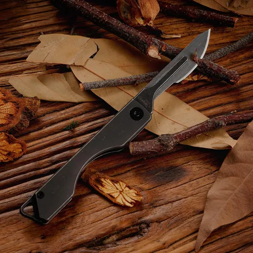 Miniatura 6 de KeyUnity KK01 Cuchillo plegable de titanio, cuchillo de bolsillo EDC con hoja reemplazable #24, para caza al aire libre, campamento, pesca