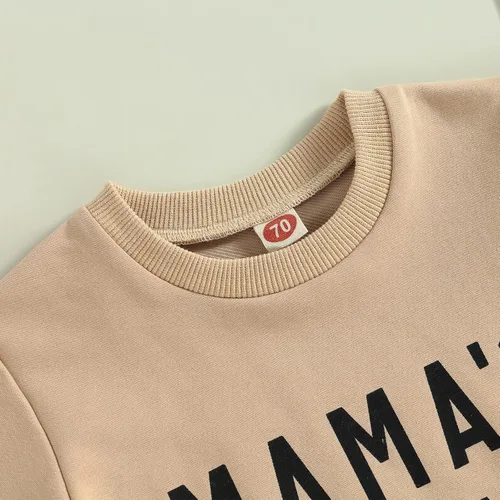 Miniatura 24 de Conjunto de traje de verano para bebé niño pequeño, manga corta, cuello redondo, letras impresas, lindo traje de verano, conjunto de 2 piezas