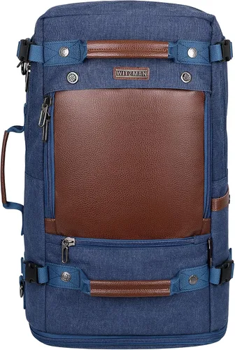 Miniatura 2 de Witzman - Mochila de viaje para hombre estilo vintage de lona, 21 pulgadas azul), A2021 big size Blue 22.5 pulgadas azul