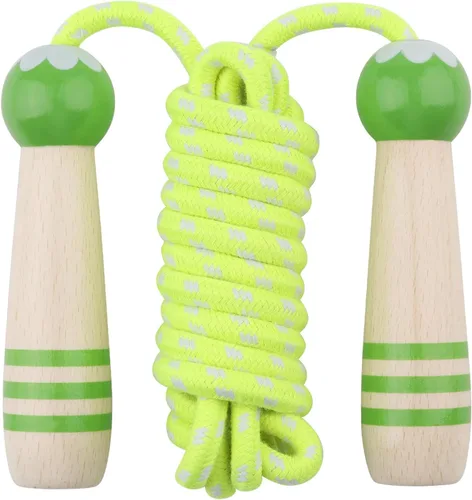 Miniatura 18 de Cuerda de Saltar para Niños, Lorvain Cuerda de Saltar Ajustable, Cuerdas de Saltar para Niños con Mango de Madera para Niñas y Niños, Cuerdas