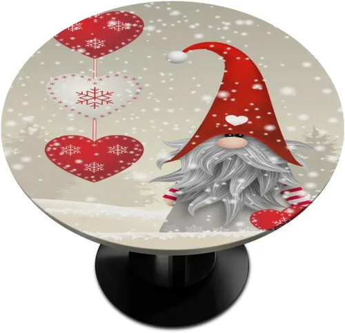 Miniatura 17 de Mantel redondo ajustable para árbol de Navidad de 36 a 42 pulgadas, diseño de copos de nieve, impermeable, lavable, con bordes elásticos, decoración