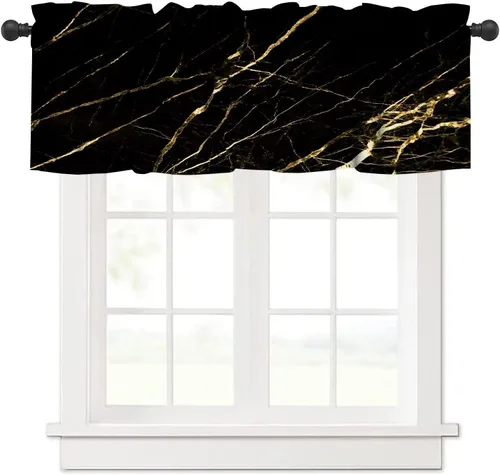 Miniatura 14 de Cenefa de cortina geométrica para ventanas, cenefa moderna con bolsillo para barra, 1 panel, cortinas cortas abstractas para playa, cortinas cortas
