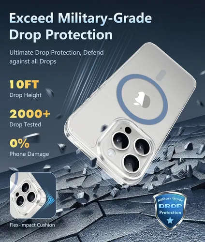 Miniatura 709 de FNTCASE Funda para iPhone 13 Pro-Max: Fundas magnéticas transparentes compatibles con Magsafe Slim anti amarillamiento protección contra caídas