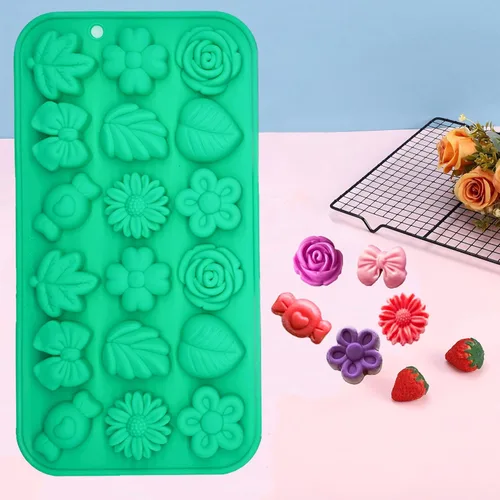 Miniatura 7 de Moldes de silicona para caramelos, 2 unidades de silicona gomosas de margarita, flor de tulipán, pajarita, hojas de caramelo, caramelo, gelatina