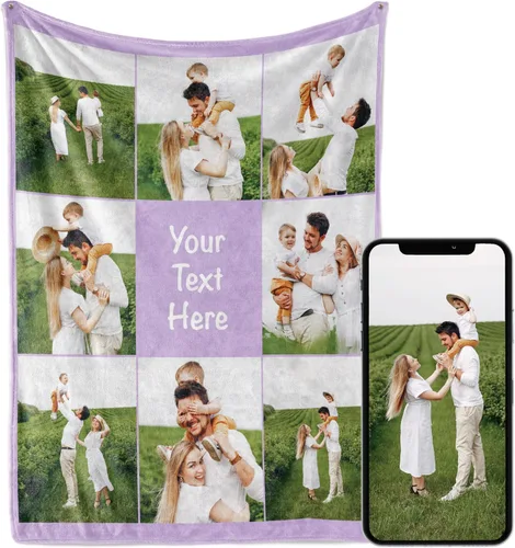 Miniatura 8 de Manta personalizada con imagen, se envía al día siguiente, impresa en Estados Unidos, manta de fotos personalizada, colores vibrantes, suave
