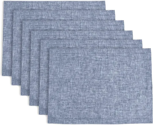Miniatura 49 de Solino Home Athena - Juego de 4 manteles individuales cuadrados de lino natural claro de 14 x 14 pulgadas, manteles individuales 100 % lino puro