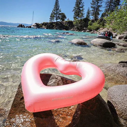 Miniatura 2 de Swimline Anillo metálico de piscina con forma de corazón – Flotador inflable con divertido diseño para adultos y adolescentes – Anillo de vinilo