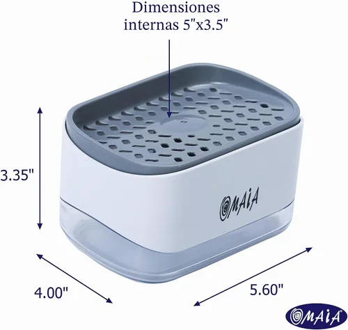 Miniatura 5 de OMAIA Dispensador de jabón para platos 2 en 1 con soporte para esponja, dispositivo de cocina inteligente, organizador de encimera de fregadero