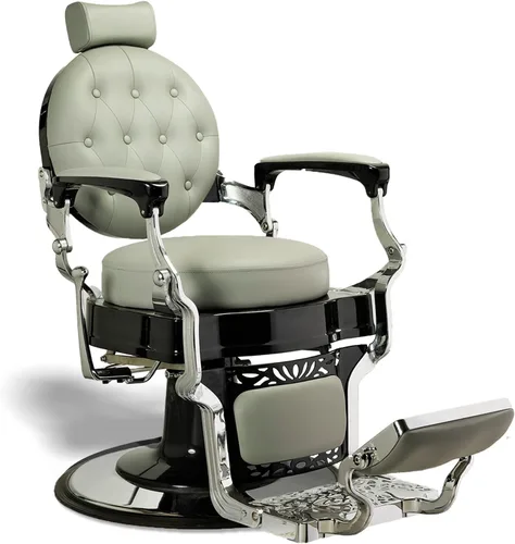 Berkeley Wilson - Silla de barbero vintage, silla de peluquería reclinable resistente, color gris