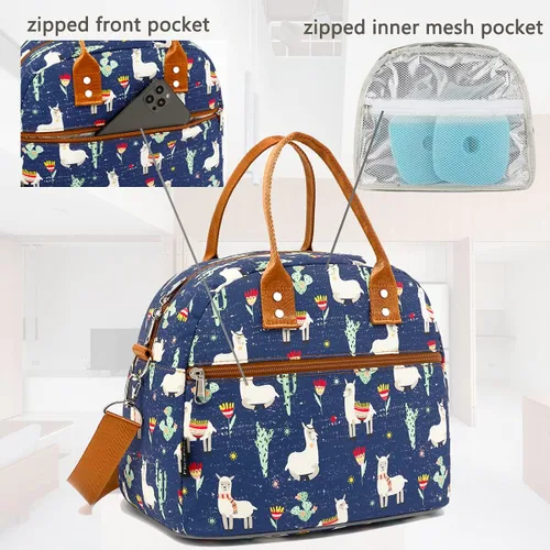 Miniatura 4 de FlowFly Fiambrera térmica con correa de hombro y asas para mujer, hombre y niños, amplia y reutilizable, congelable, bolso organizador de alimentos