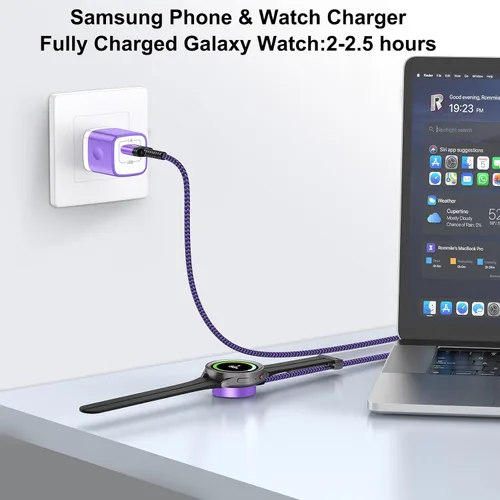 Miniatura 2 de Cable magnético de carga rápida compatible con Galaxy Watch 8/8 Classic/FE 7 Ultra/6/6 Classic/5 Pro/5/4/3/Active2,5 V 1A Adaptador de cargador