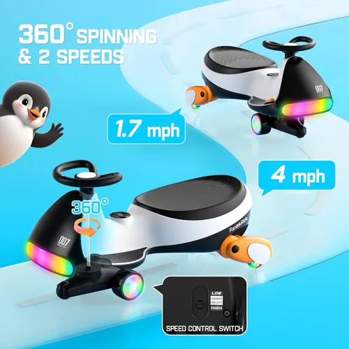 Miniatura 7 de FanttikRide N7 Ultra Carro Eléctrico Wiggle con Batería Recargable Tipo C, Carro para Niños con Motor MagicMute, 2 Velocidades Máx 4 Mph, 9 Modos