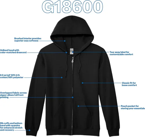 Miniatura 11 de Gildan Sudadera con capucha y cremallera completa para hombre