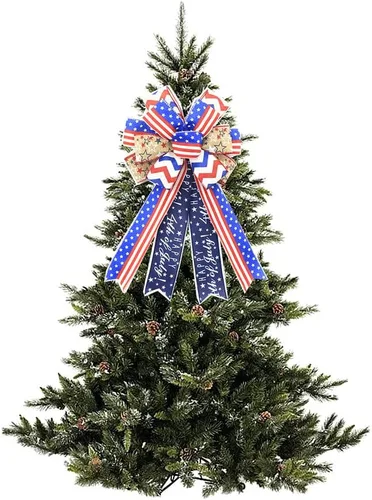 Miniatura 5 de Arcos patrióticos grandes para corona, lazos del 4 de julio, bandera de Estados Unidos, rojo, azul, blanco, estrellas, rayas, lazos para el Día