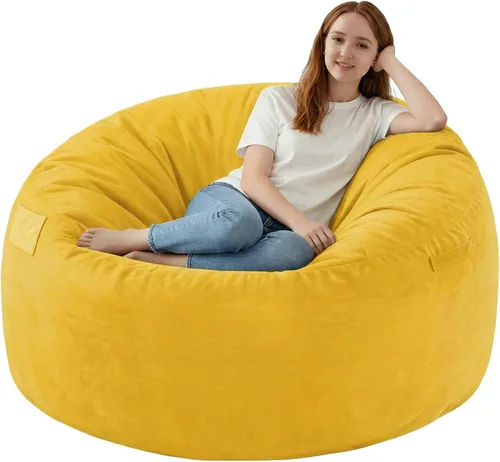 Miniatura 65 de Silla de Puf de 3 Pies, Sillas de Puf Cómodas con Relleno de Espuma Viscoelástica, Sofá de Puf Esponjoso con Funda de Terciopelo Holandés, Sillas
