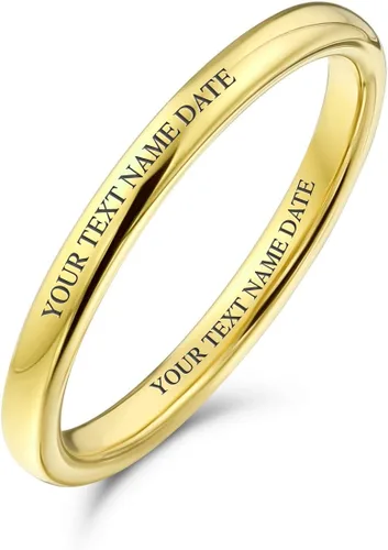 Miniatura 3 de Bling Jewelry Thin Stackable Minimalist Simple Dome Couples Rose Gold Silver Black Plated Titanium 2MM Wedding Band Ring For Men Women