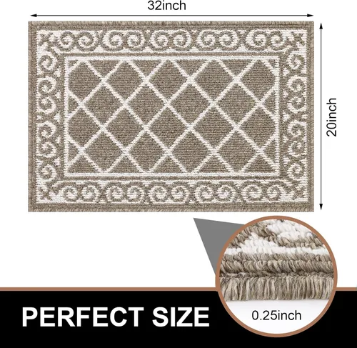 Miniatura 2 de HEBE Alfombra para Puerta Interior 20''x32'' Alfombras de Bienvenida Antideslizantes para Puerta Principal Alfombras Lavables para Zapatos Atrapa