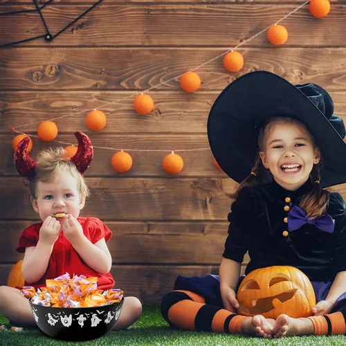 Miniatura 5 de 3 cuencos de plástico de Halloween para dulces, cuencos reutilizables para Halloween, suministros para fiestas de Halloween (fantasma negro)