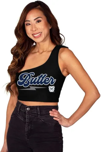 Miniatura 24 de Lojobands Camiseta sin mangas de un hombro para mujer, para portón trasero, talla única Miami University Redhawks - Negro