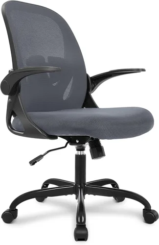 Miniatura 12 de Primy Silla de Oficina Ergonómica Silla de Escritorio con Reposabrazos Abatibles Silla Giratoria de Escritorio de Malla Transpirable para Caqui