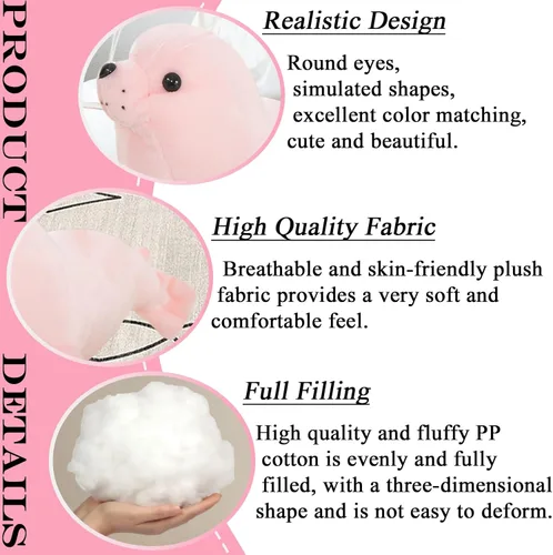 Miniatura 3 de zhidiloveyou Almohadón de peluche de sello rosado lindo, muñeca Kawaii para niños, 29.97 cm