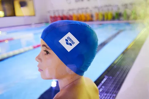 Miniatura 3 de Arena Arena Junior Unix II Kids’ Fabric Swim Cap for Boys and Girls Ages 6 to 12 Rosa/blanco
