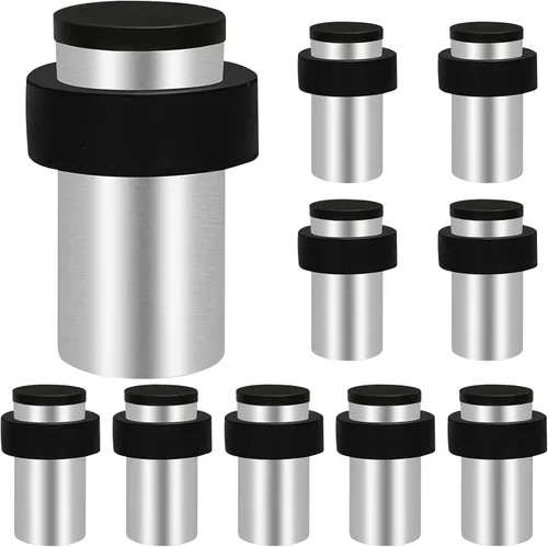 Miniatura 26 de KOLAKO Topes de puerta, topes de puerta de piso, (2 pulgadas) negro mate moderno resistente sólido pequeño cilíndrico parachoques de goma, acero