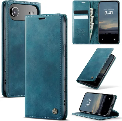 Miniatura 79 de Funda tipo cartera para iPhone 13 de piel tipo cartera con tarjetero y función atril, cierre magnético, bloqueo RFID, TPU a prueba de golpes