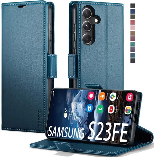 Miniatura 12 de Funda para Samsung Galaxy S23 5G, funda tipo cartera para Samsung Galaxy S23 5G con bloqueo RFID, tarjetero y función atril magnético, funda