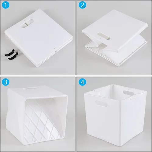 Miniatura 4 de Paquete de 4 cubos de almacenamiento de plástico plegables, cubos de almacenamiento plegables blancos