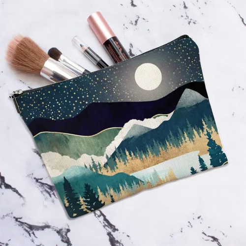 Miniatura 4 de Bolsa de maquillaje portátil de viaje bolsa de cosméticos impermeable organizador de artículos de tocador bolsa de almacenamiento bolsa con 1 Bosque