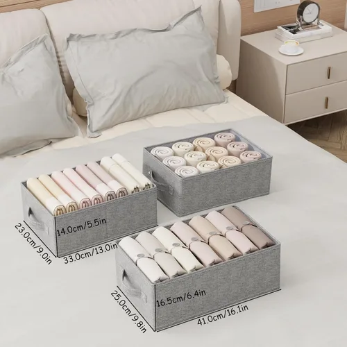 Miniatura 5 de Cajas de almacenamiento plegables, cestas organizadoras de tela, cubos para organizar el hogar, la oficina y el armario, gris, paquete de 2, 13.0 x