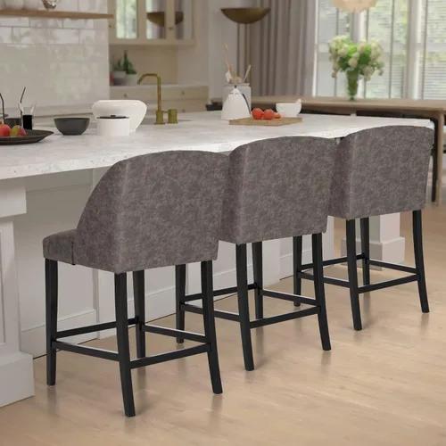 Miniatura 7 de Sophia & William Taburete de bar de altura de mostrador con respaldo para encimera de cocina, taburetes de bar modernos de piel sintética, sillas