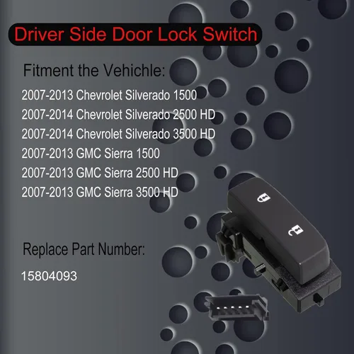 Miniatura 5 de Reemplazo del interruptor de la ventana eléctrica del lado del conductor, cerradura de puerta y espejo para Chevrolet Silverado 2007-2014 2007-2014