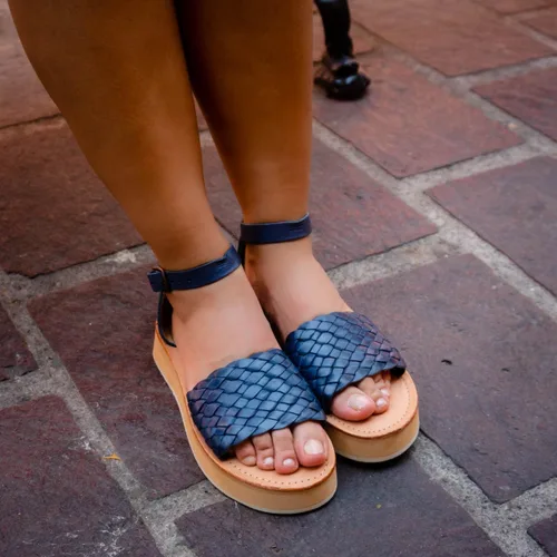 Miniatura 5 de Mexico en la Piel Sandalias Huarache de plataforma de cuero hechas a mano para mujer