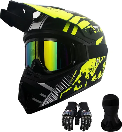 Miniatura 6 de Motorcycle Dirt Bike Helmet Full Face Motocross Helmets for Outdoor Sports Off Road Racing Mountain Bike Men Women Off-Road Helmet Gloves Goggles