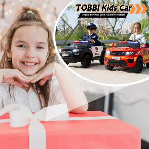 Miniatura 7 de TOBBI Coche de Policía Eléctrico para Niños, Juguete de Montar a Batería, Coches de Policía con Control Remoto, Sirena, Luces Intermitentes, Música