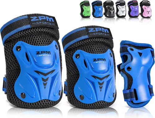 Miniatura 7 de 2PM SPORTS Rodilleras para niños, muñequeras y coderas con bolsa de cordón, juego de equipo de protección para niñas y niños, patinaje sobre ruedas