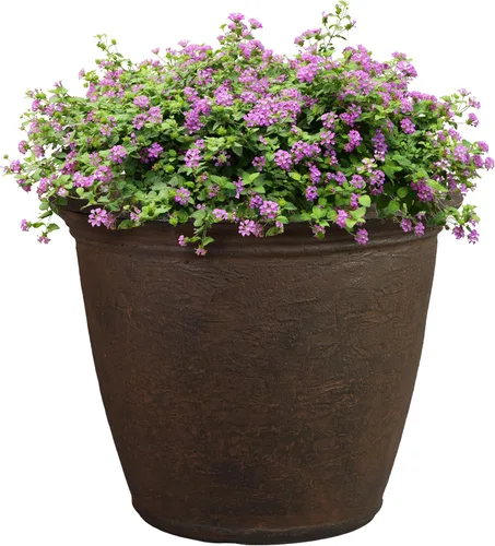 Miniatura 31 de Sunnydaze Anjelica - Maceta grande de plástico para plantas, maceta grande de plástico de doble pared para exteriores con agujeros de drenaje Óxido