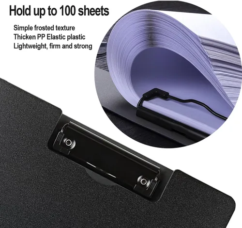 Miniatura 4 de Carpeta portapapeles plegable A4, carpeta portapapeles de oficina con clip de metal de doble clip, portapapeles de almacenamiento plegable de 360