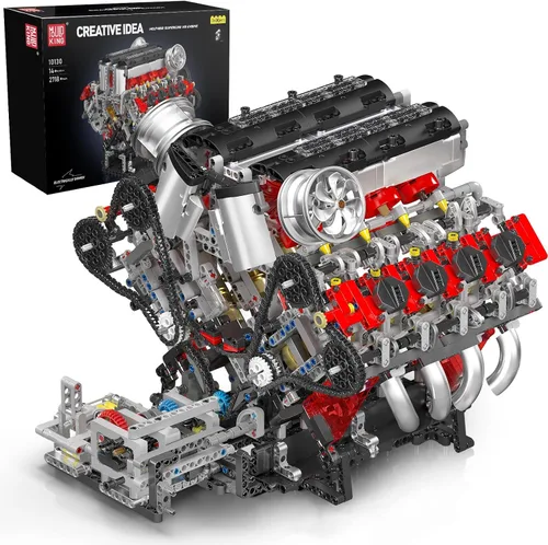 Miniatura 10 de Mould King 10087 MOC Technique (L4) Kit de bloques de construcción de motor de gasolina serie cuatro cilindros, kit de bloques de abrazadera