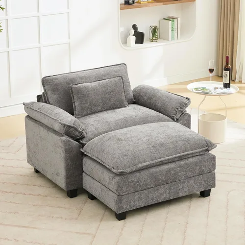 Miniatura 16 de Oprisen Sofá Seccional Modular, Cómodo Cloud Couch Sofá Seccional, Sofá Cama de Chenilla con Asiento Profundo con Almohadas Decorativas para Sala