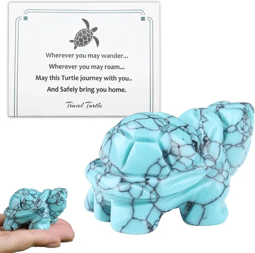Miniatura 15 de Regalos de tortugas marinas de aventurinas azules para mujeres, estatua de tortuga, hecha a mano, cristal curativo natural, lindo océano azul