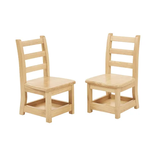 ECR4Kids Silla de escalera de tres peldaños con almacenamiento, altura del asiento de 10 pulgadas, asiento de aula, natural, paquete de 2